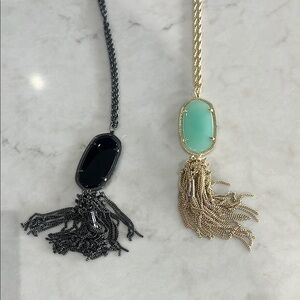 Kendra Scott Black and Silver Pendant Necklace with Tassel